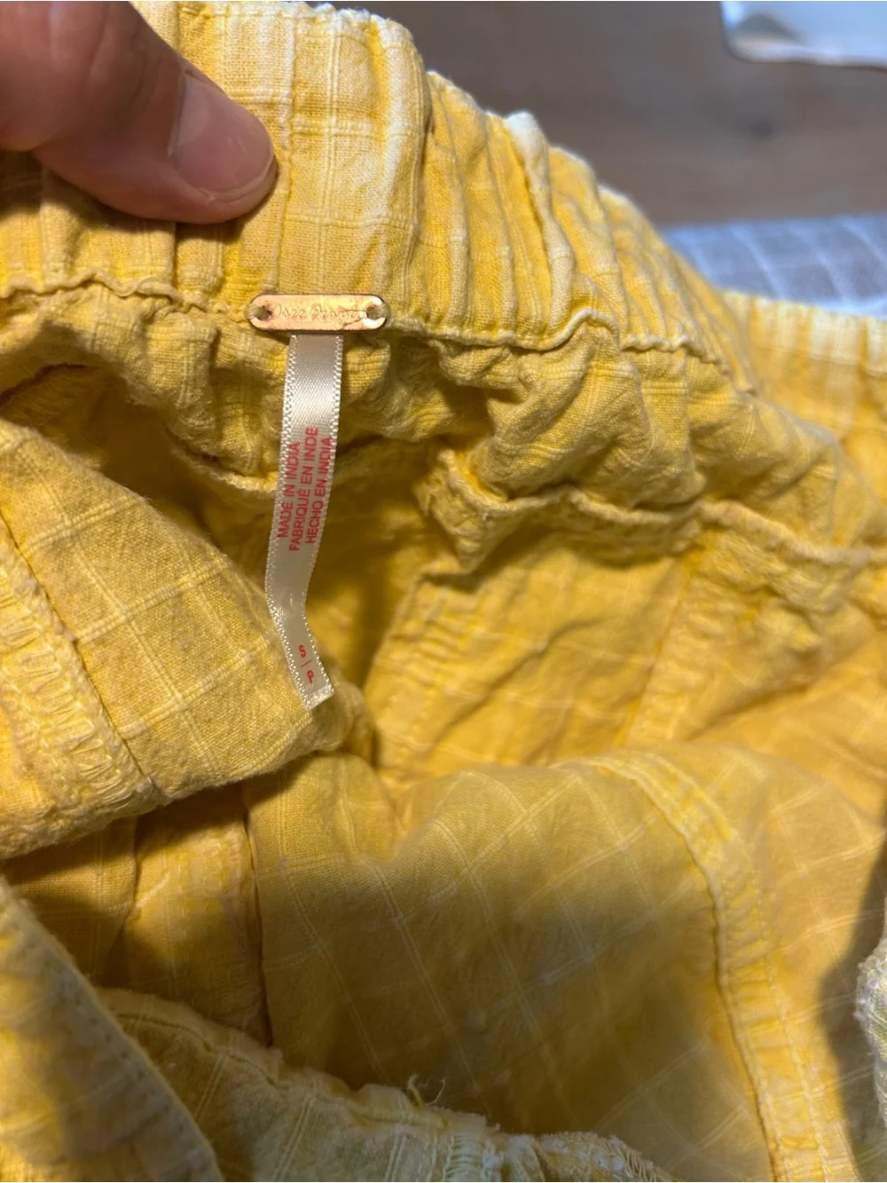 Free People Yellow Textured Cotton Overalls - Wide Leg Jumper